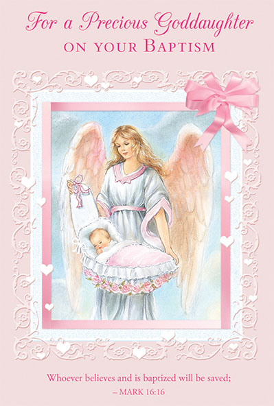 82757 baptism goddaughter - 4 1/2 x 6 3/4 - Pearl Decoration  & Embossed